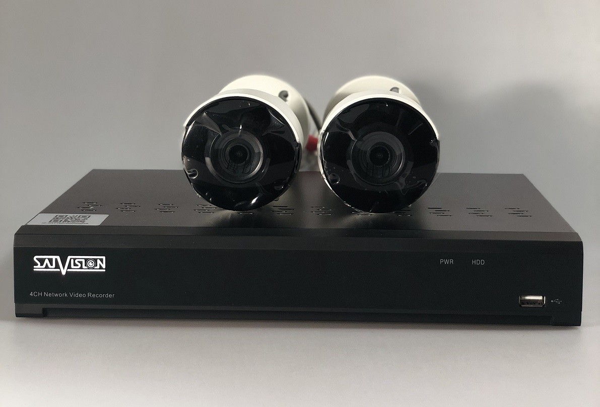Комплект 2-х уличных IP камер с видеорегистратором - SVI-S123SD